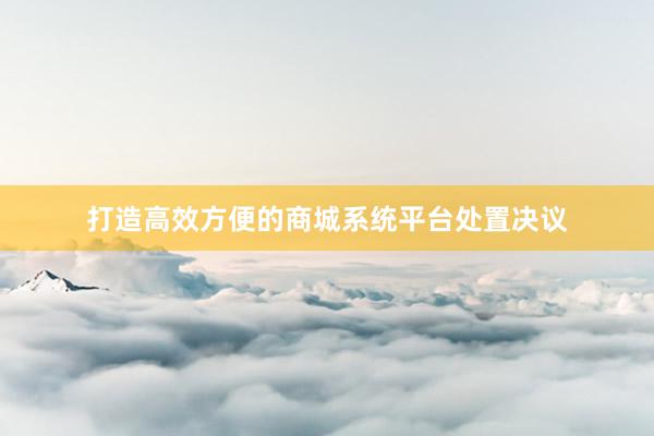 打造高效方便的商城系统平台处置决议