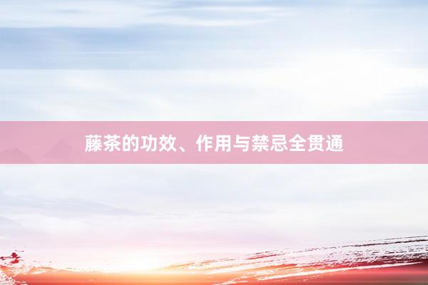 藤茶的功效、作用与禁忌全贯通